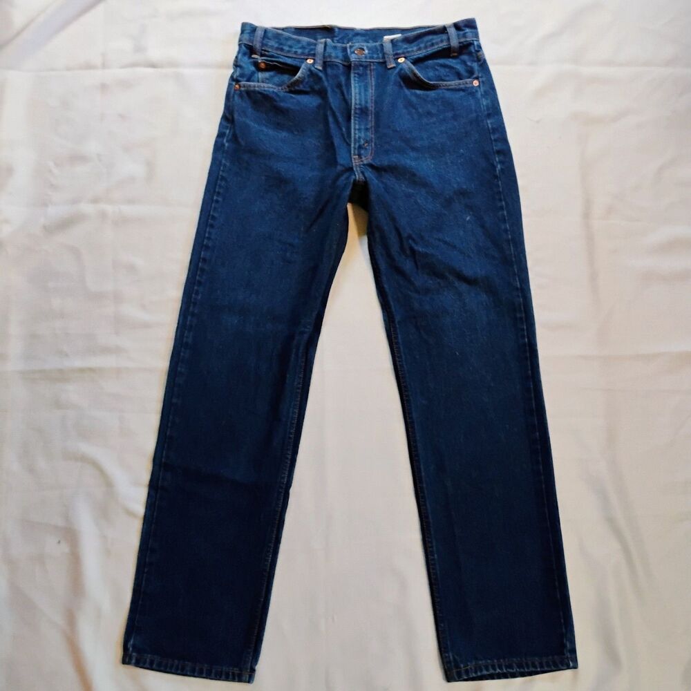 Vintage Levi's 505 Orange Tab Jeans 34x31 Straight Dark Wash 80's Denim